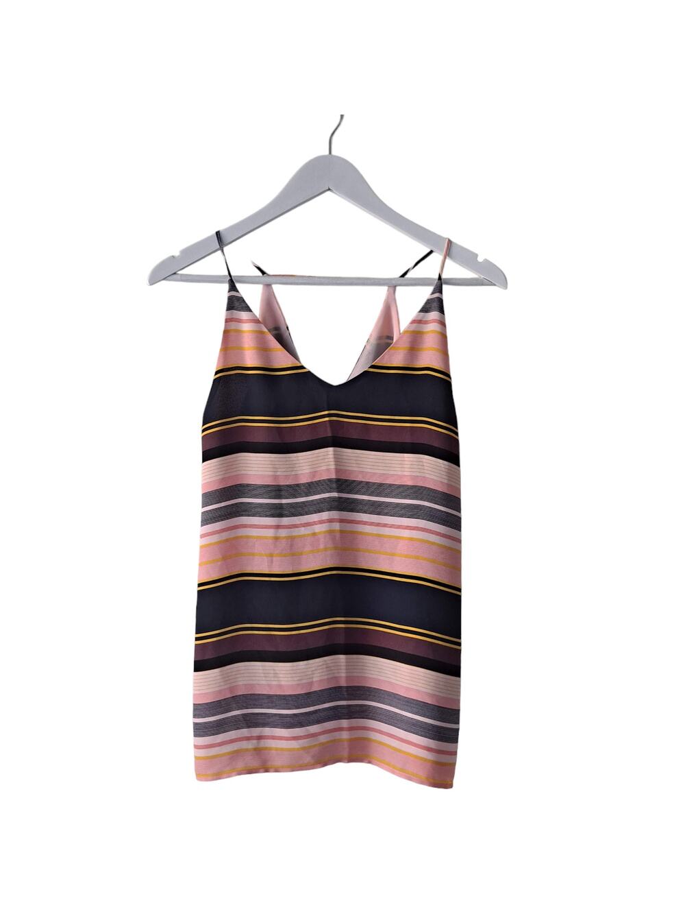 Loft Womens Pink Brown Black & Yellow Stripe V-neck Cami Top w Lining - Size XS